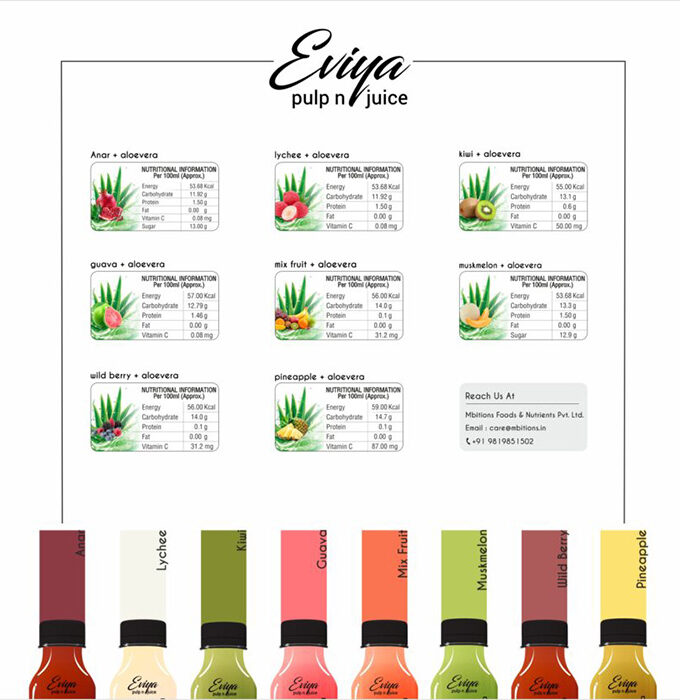 Eviya Fruit Pulp and Aloe Vera Juice Drink 8 Flavors
